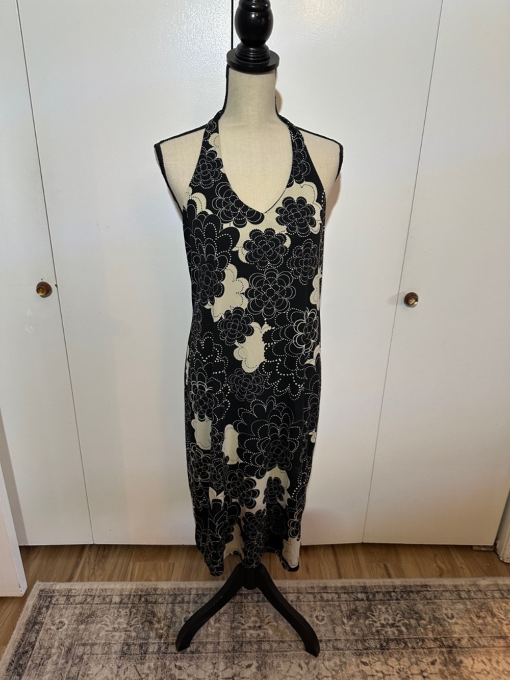Mossimo Supply Co. Black and Cream Floral Halter Midi Dress